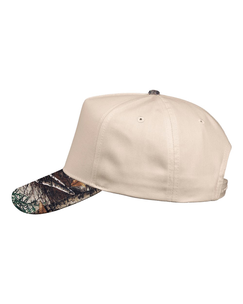 Left View of Natural/ Realtree All Purpose Five-Panel Twill Cap - 8869