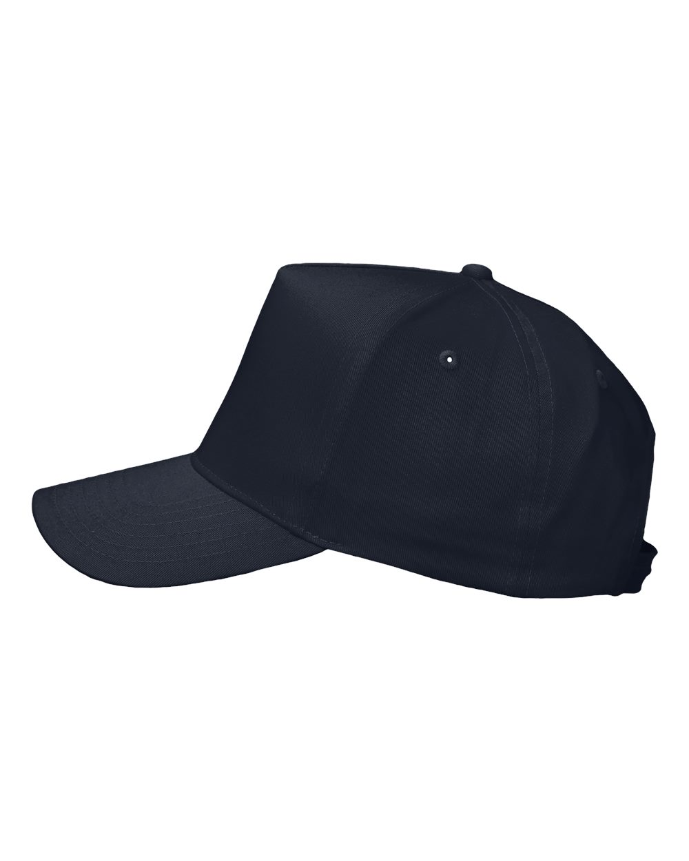 Left View of Navy Five-Panel Twill Cap - 8869