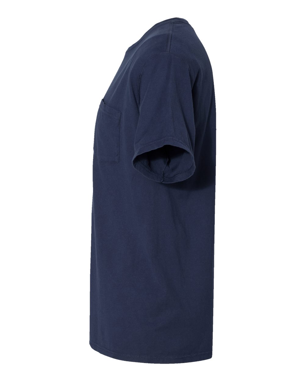 Left View of Navy Garment-Dyed Pocket T-Shirt - GDH150
