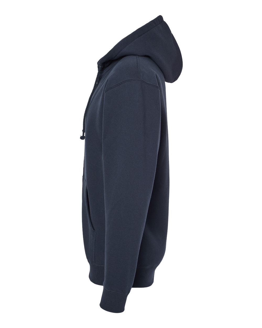 Left View of Navy Heavyweight Full-Zip Hooded Sweatshirt - IND4000Z