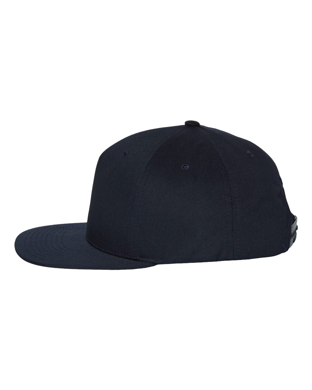Left View of Navy Pinch Front Structured Snapback Trucker Cap - 255