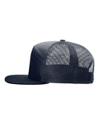 Left View of Navy Seven-Panel Trucker Cap - 168