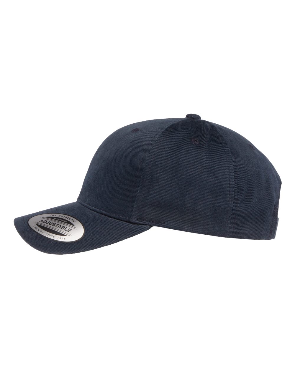 Left View of Navy Structured Brushed Twill Cap - 6363V
