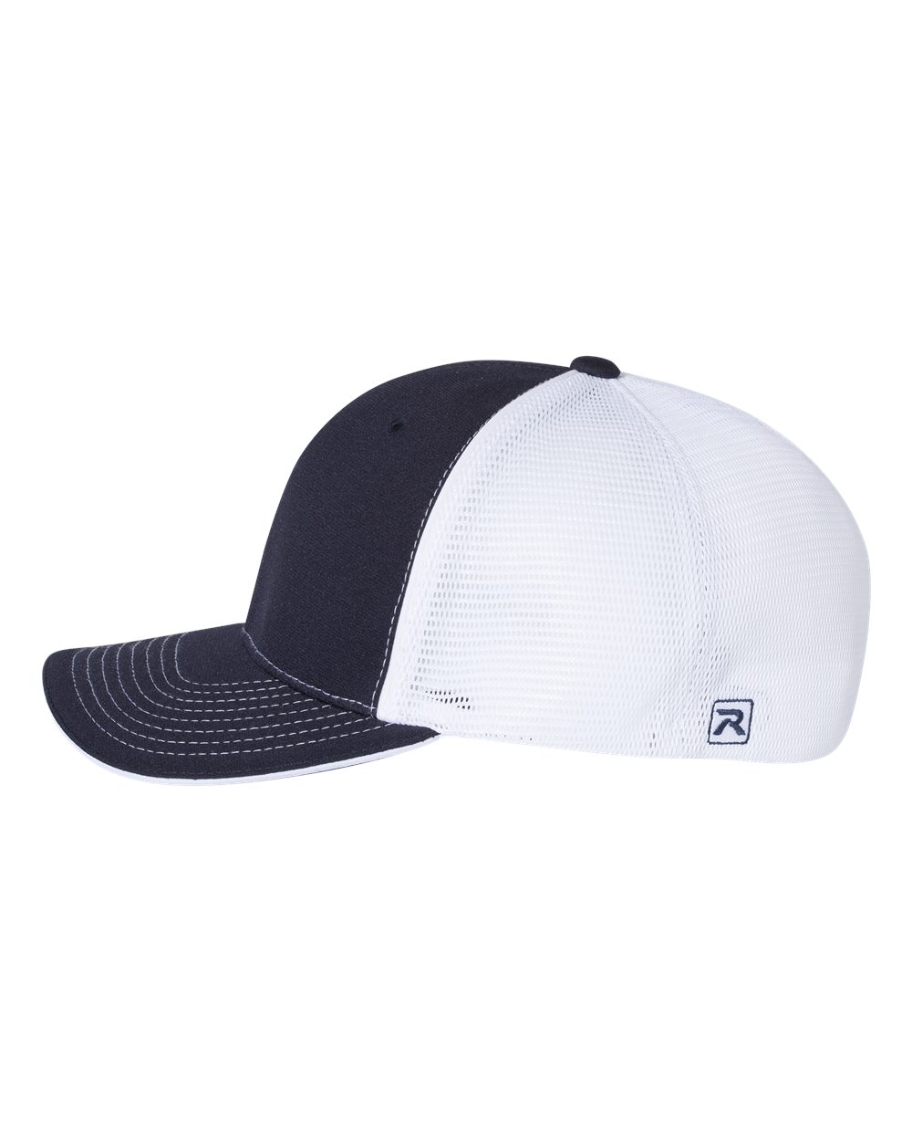 Left View of Navy/ White Split Pulse Sportmesh R-Flex Cap - 172