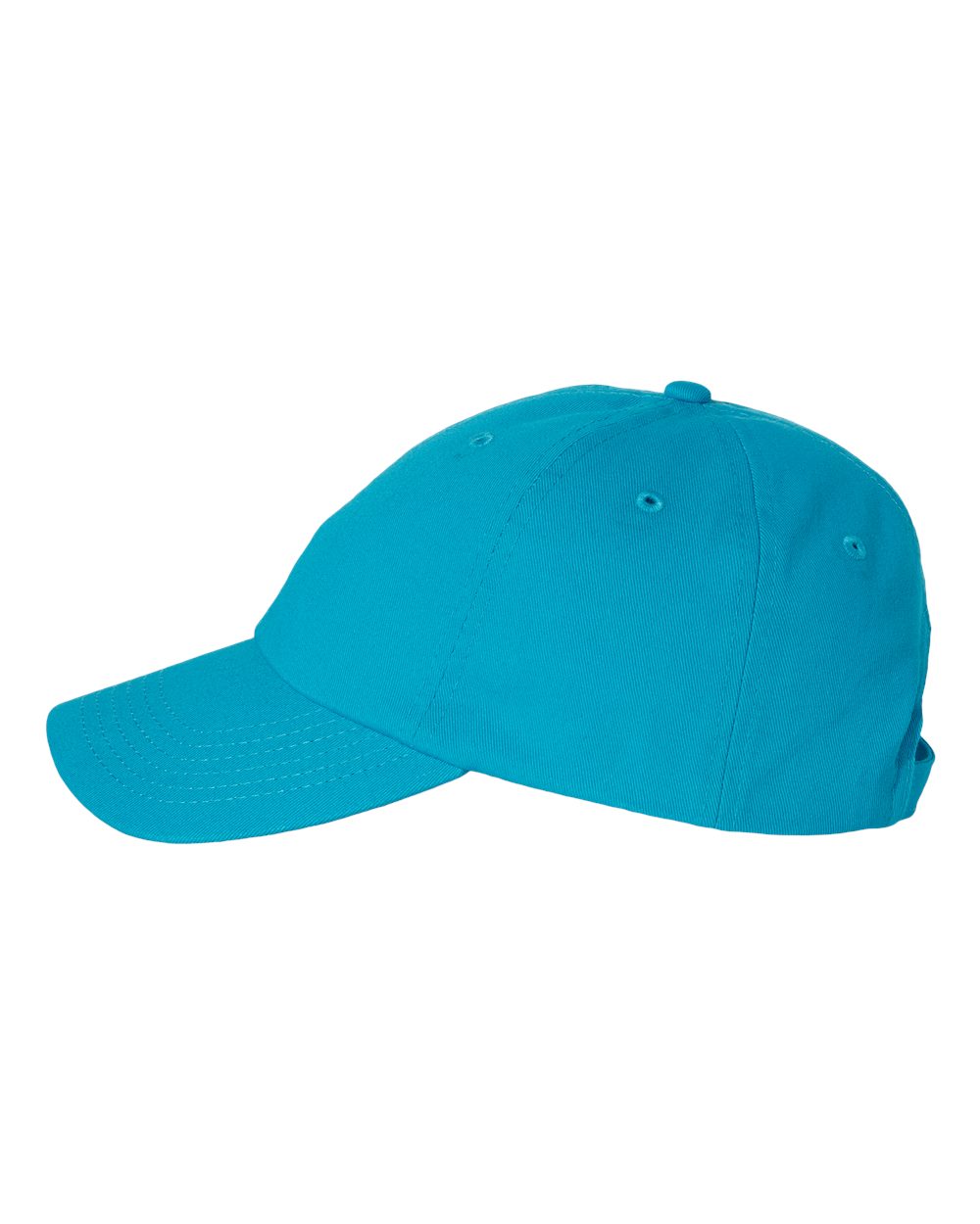 Left View of Neon Blue Bio-Washed Classic Dad Hat - VC300A