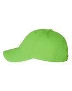 Left View of Neon Green Bio-Washed Classic Dad Hat - VC300A