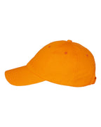 Left View of Neon Orange Bio-Washed Classic Dad Hat - VC300A