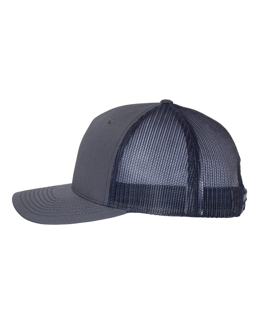 Left View of Ombre Blue/ Navy Five-Panel Trucker Cap - 112FP