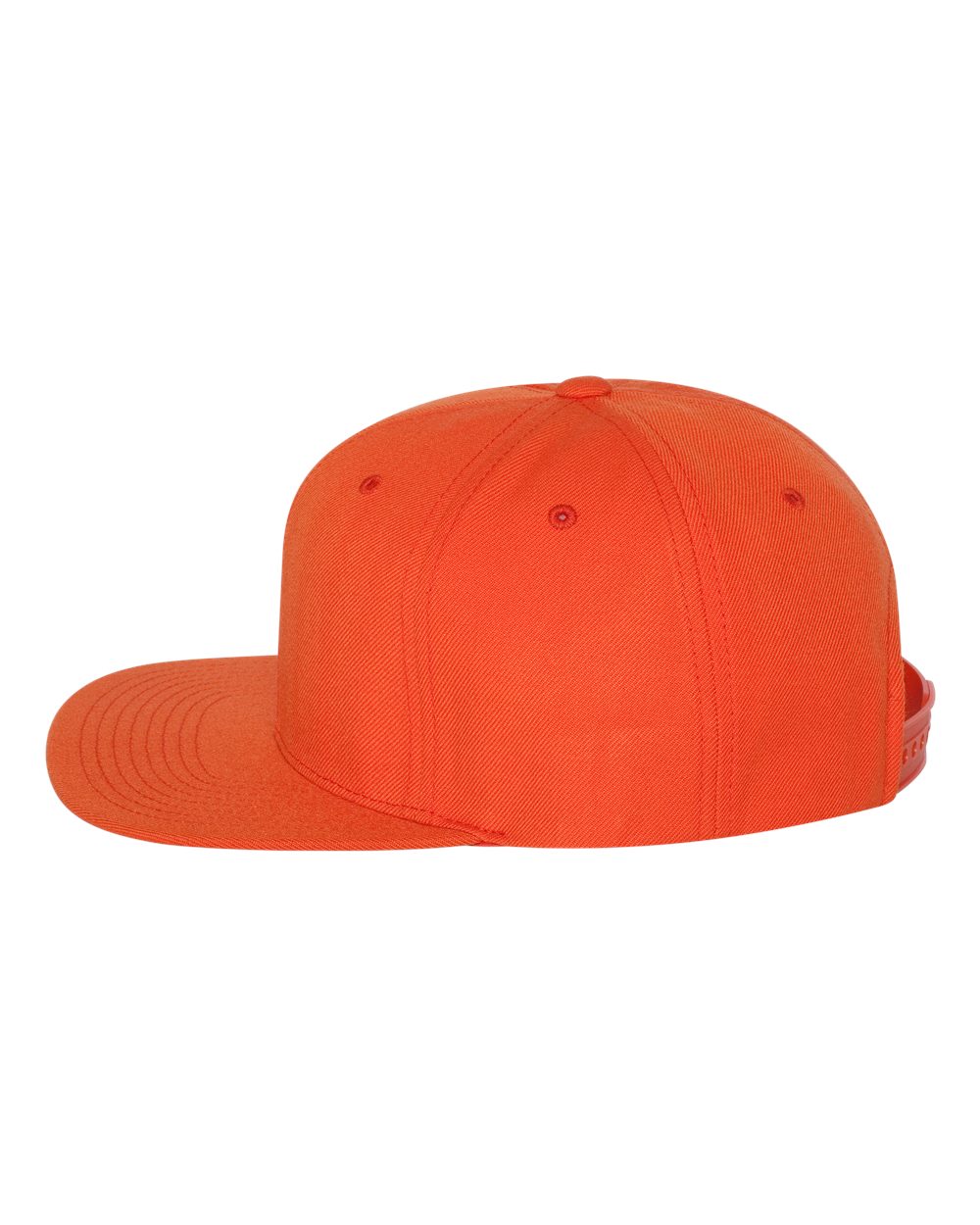 Left View of Orange Premium Flat Bill Snapback Cap - 6089M