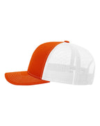 Left View of Orange/ White Snapback Trucker Cap - 112