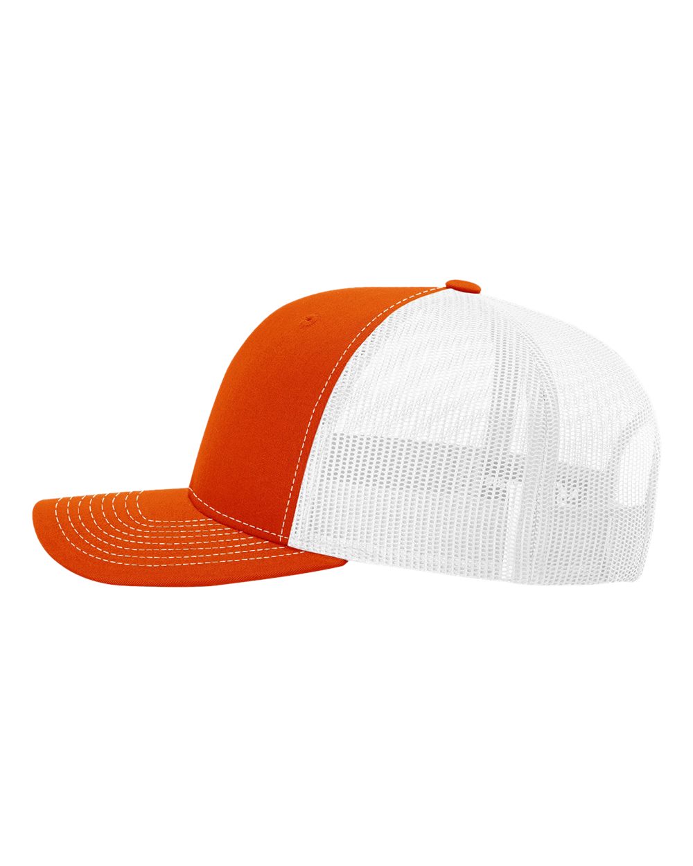 Left View of Orange/ White Snapback Trucker Cap - 112
