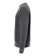Left View of Pigment Black Midweight Pigment-Dyed Crewneck Sweatshirt - PRM3500