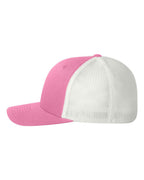 Left View of Pink/ White Trucker Cap - 6511