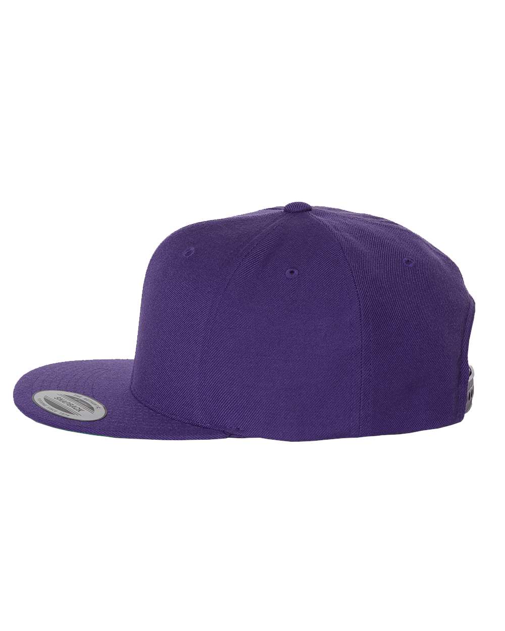 Left View of Purple Premium Flat Bill Snapback Cap - 6089M