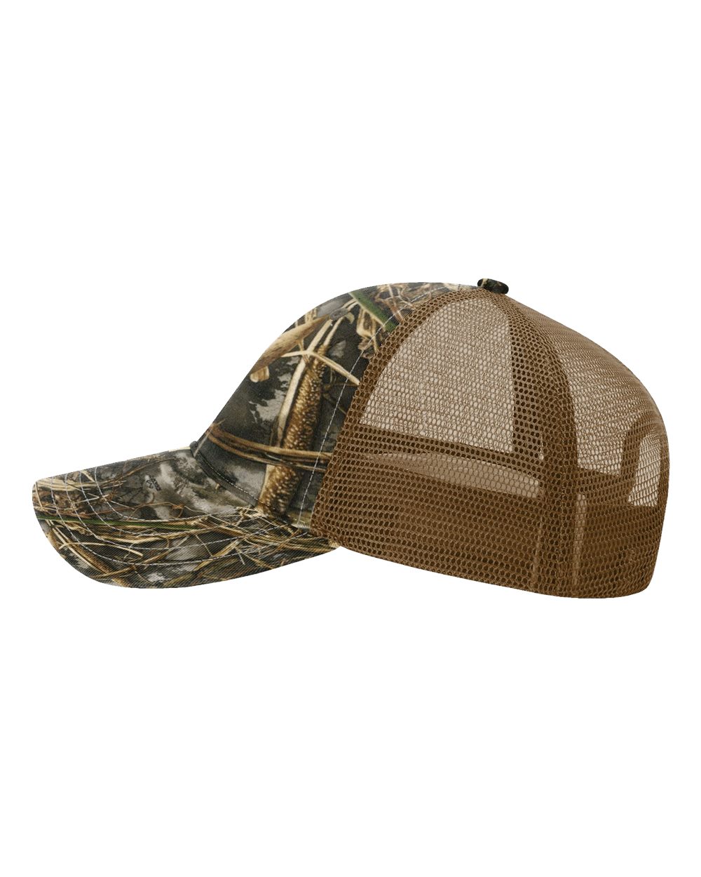 Left View of Realtree Max 7/ Buck Garment Washed Printed Trucker Cap - 111P