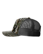 Left View of Realtree Original/ Black Five-Panel Printed Trucker Cap - 112PFP