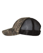 Left View of Realtree Timber/ Black Garment Washed Printed Trucker Cap - 111P