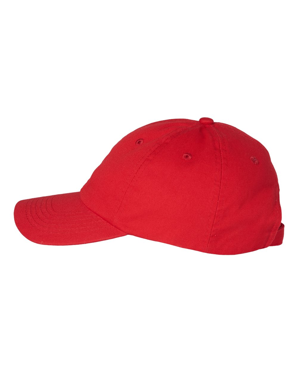 Left View of Red Bio-Washed Classic Dad Hat - VC300A