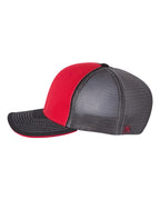 Left View of Red/ Charcoal/ Black Tri Pulse Sportmesh R-Flex Cap - 172