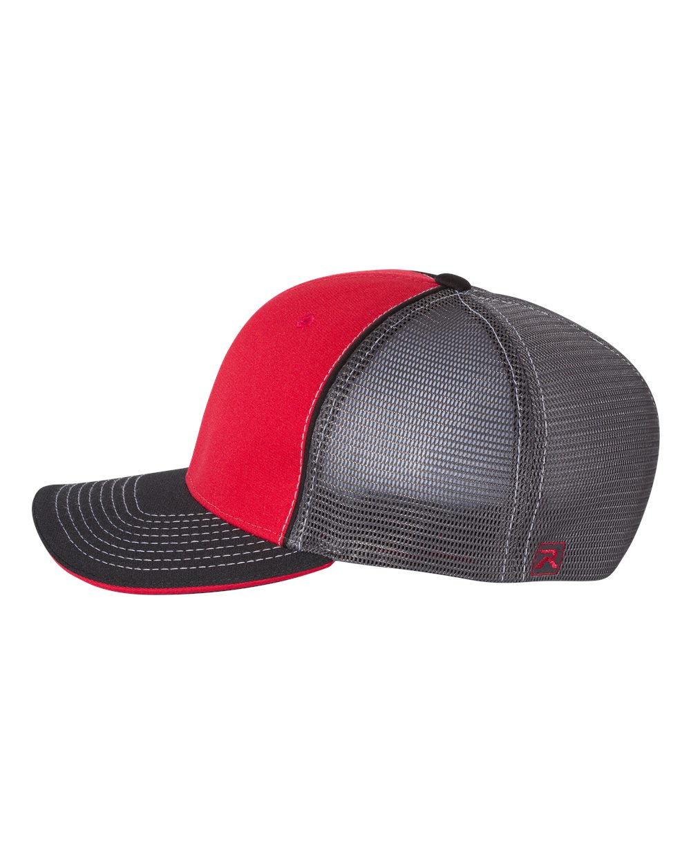 Left View of Red/ Charcoal/ Black Tri Pulse Sportmesh R-Flex Cap - 172
