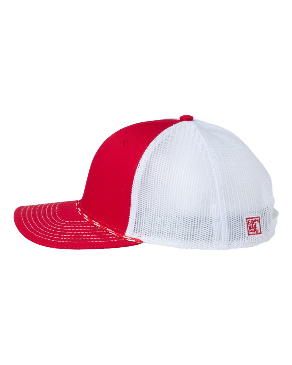 Left View of Red/ White Everyday Rope Trucker Cap - GB452R