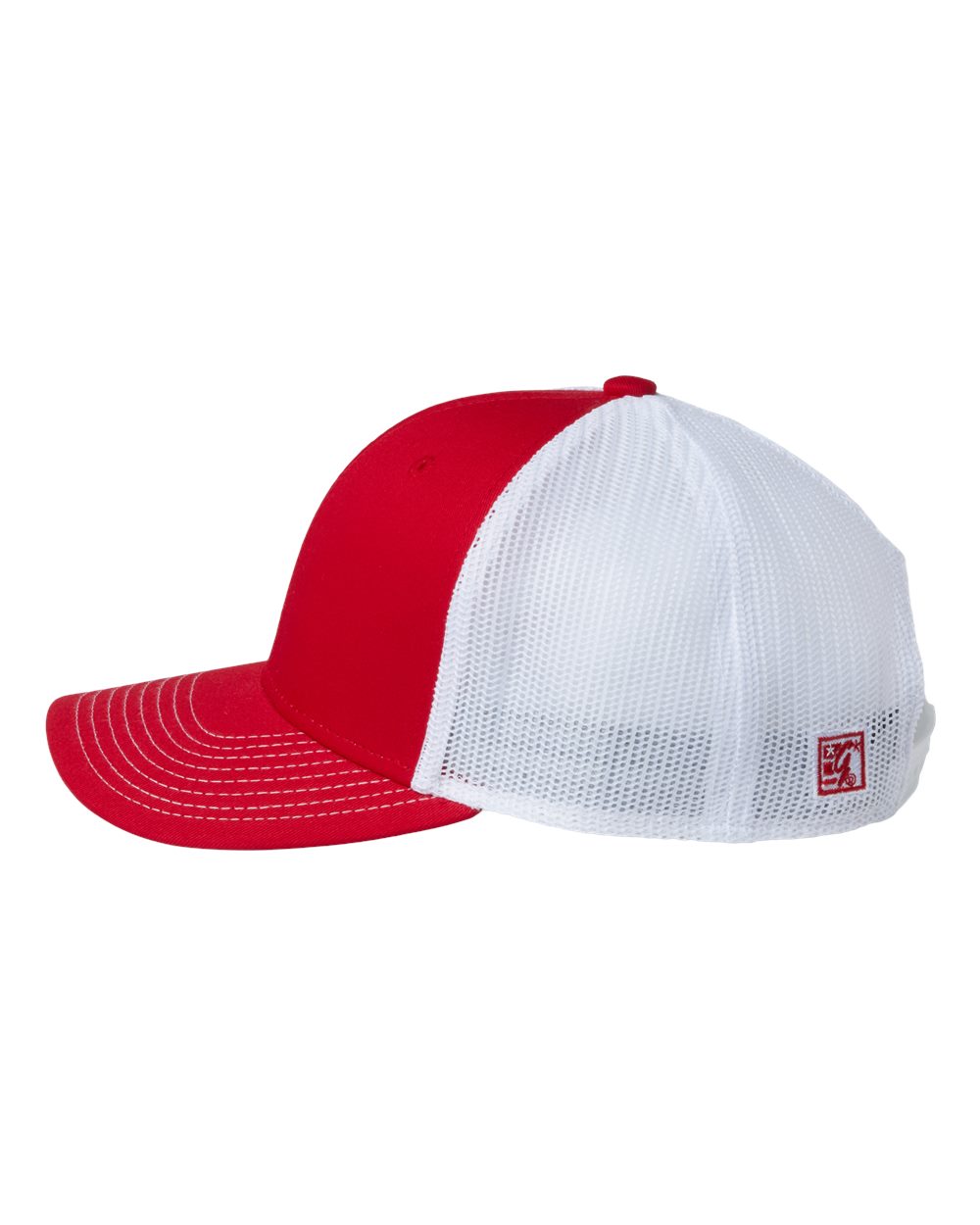 Left View of Red/ White Everyday Trucker Cap - GB452E