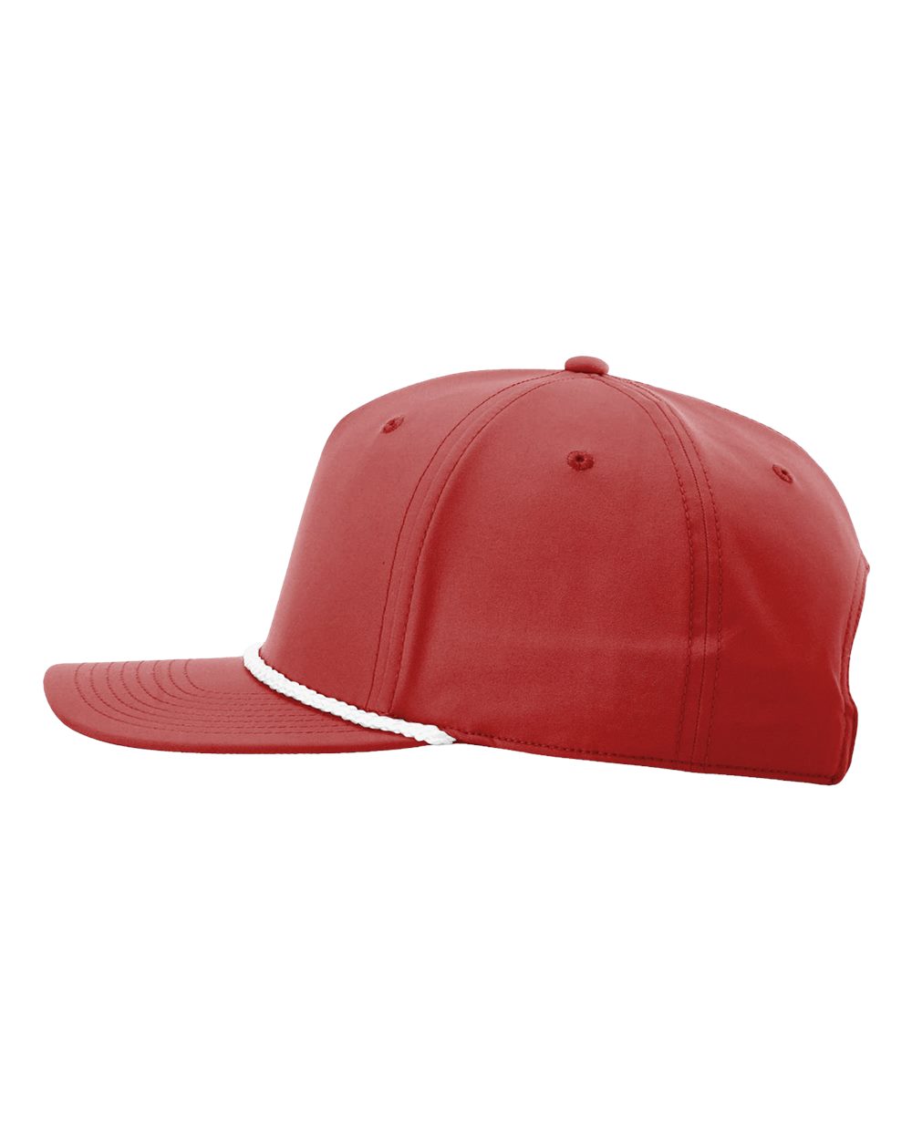 Left View of Red/ White Five Panel Classic Rope Cap - 258