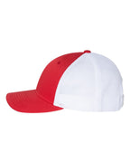 Left View of Red/ White Low Pro Trucker Cap - 115
