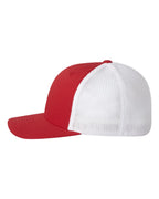Left View of Red/ White Trucker Cap - 6511