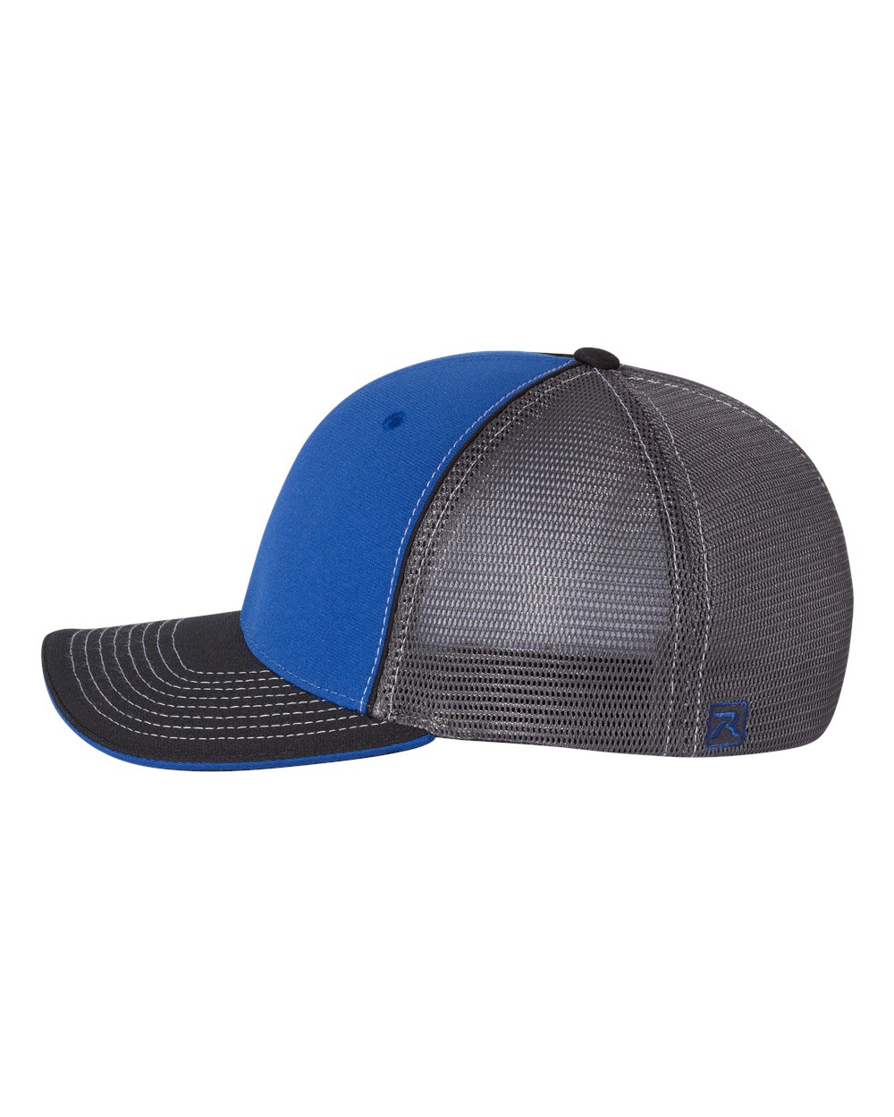 Left View of Royal/ Charcoal/ Black Tri Pulse Sportmesh R-Flex Cap - 172