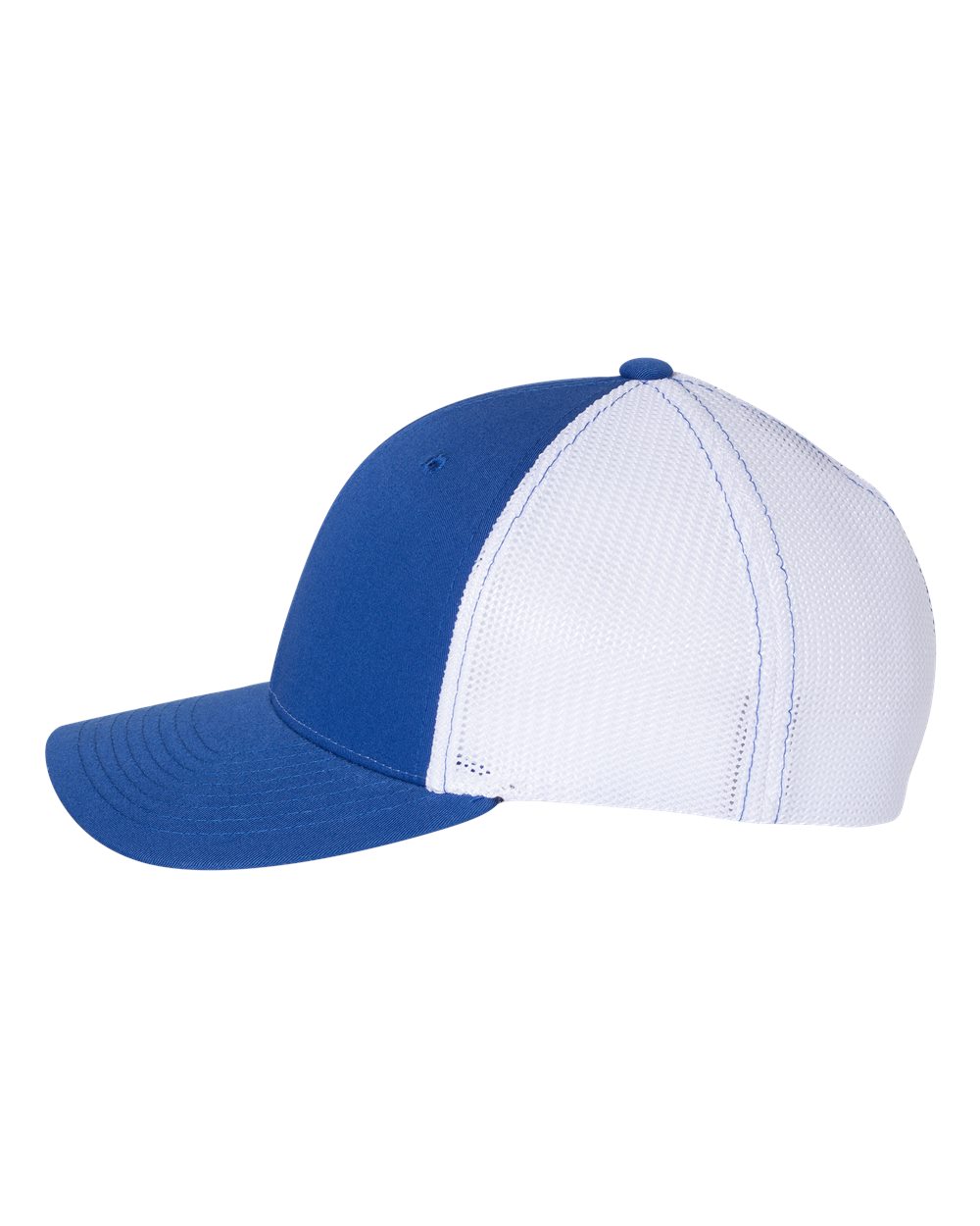 Left View of Royal/ White R-Flex Trucker Cap - 110