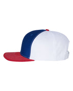 Left View of Royal/ White/ Red Twill Back Trucker Cap - 312