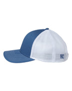 Left View of Sea Blue/ White Everyday Trucker Cap - GB452E