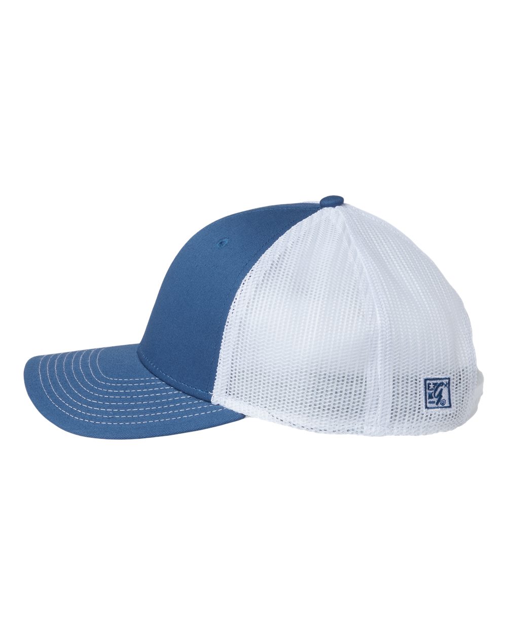 Left View of Sea Blue/ White Everyday Trucker Cap - GB452E