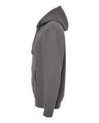 Left View of Solid Charcoal Heavyweight Full-Zip Hooded Sweatshirt - IND4000Z