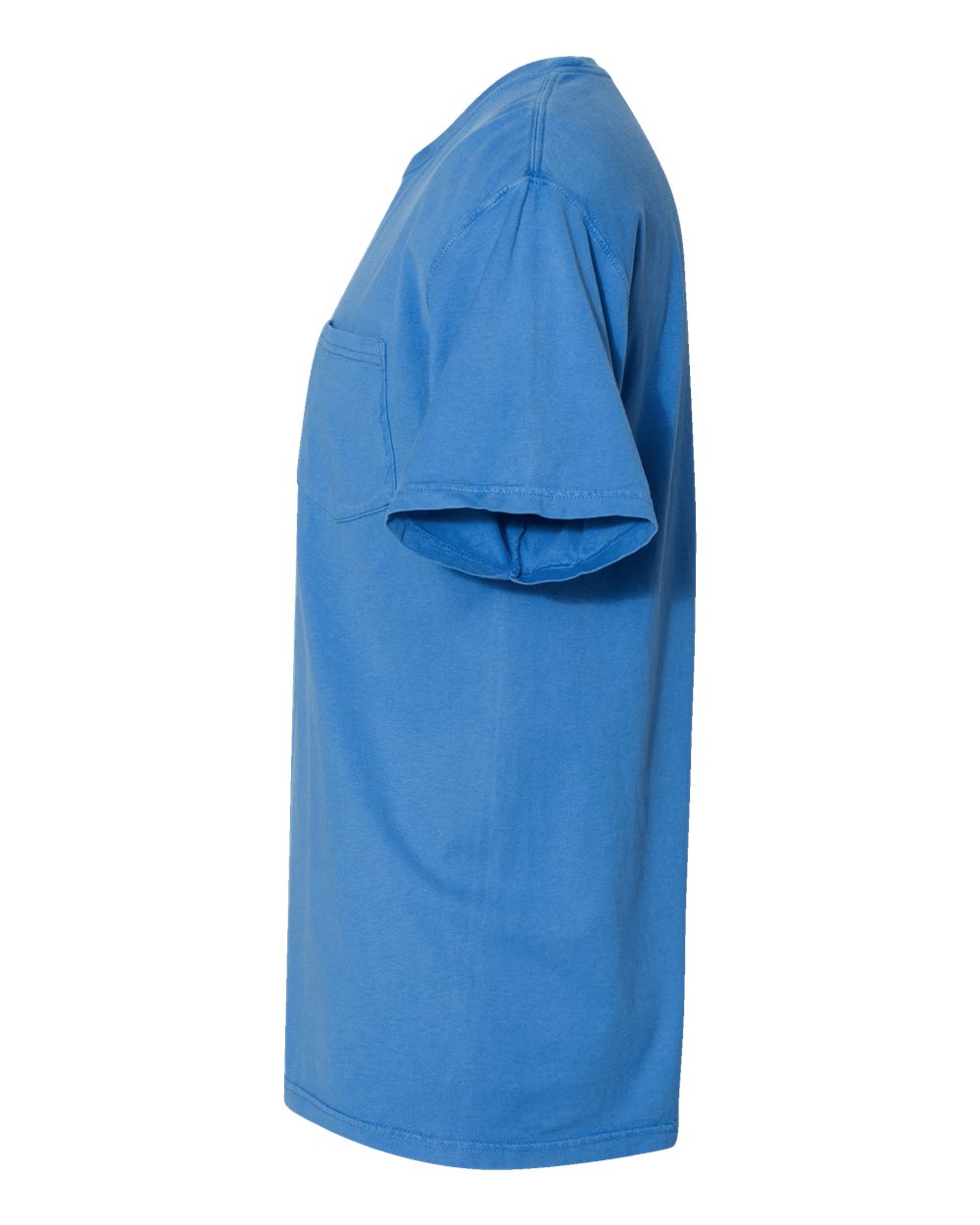Left View of Summer Sky Blue Garment-Dyed Pocket T-Shirt - GDH150