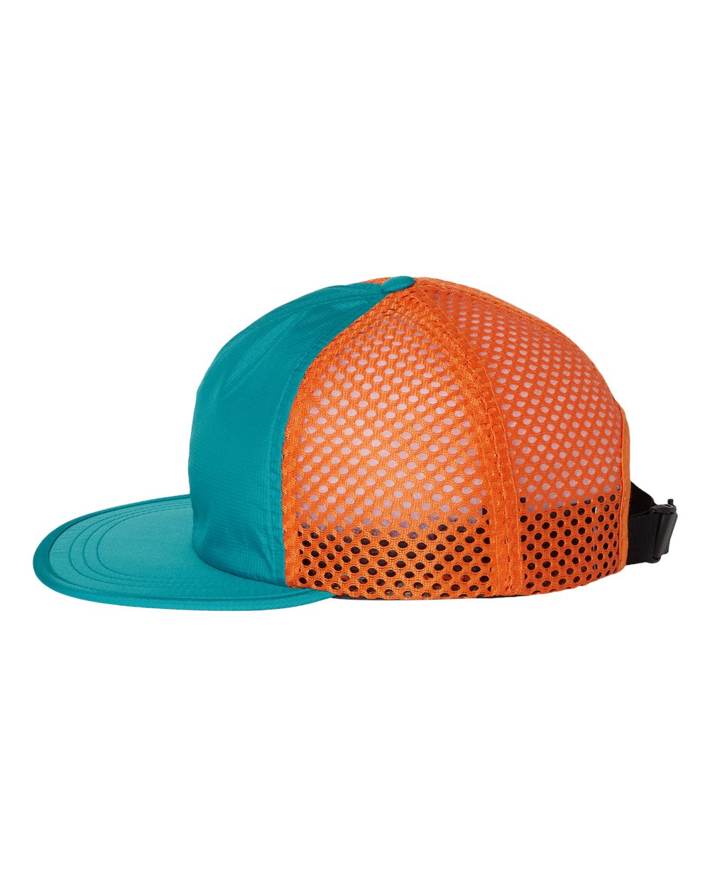 Left View of Teal/ Orange Rogue Wide Set Mesh Cap - 935