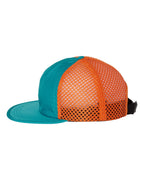Left View of Teal/ Orange Rogue Wide Set Mesh Cap - 935