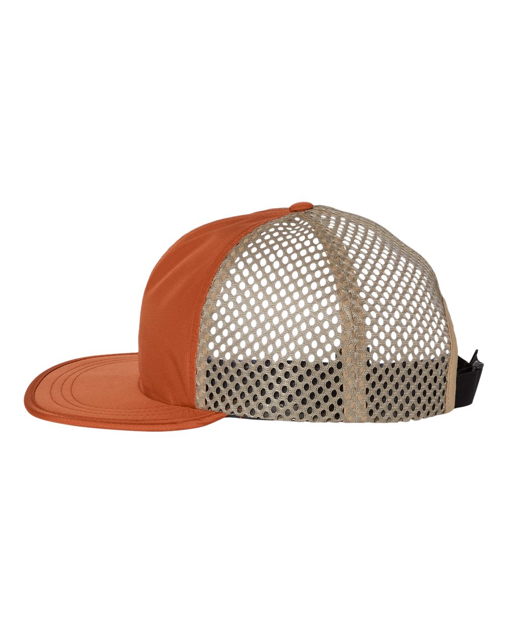 Left View of Texas Orange/ Khaki Rogue Wide Set Mesh Cap - 935