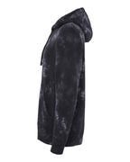 Left View of Tie Dye Black Midweight Tie-Dyed Hooded Sweatshirt - PRM4500TD
