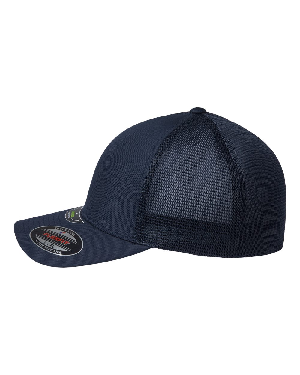 Left View of True Navy Unipanel™ Trucker Cap - 5511UP