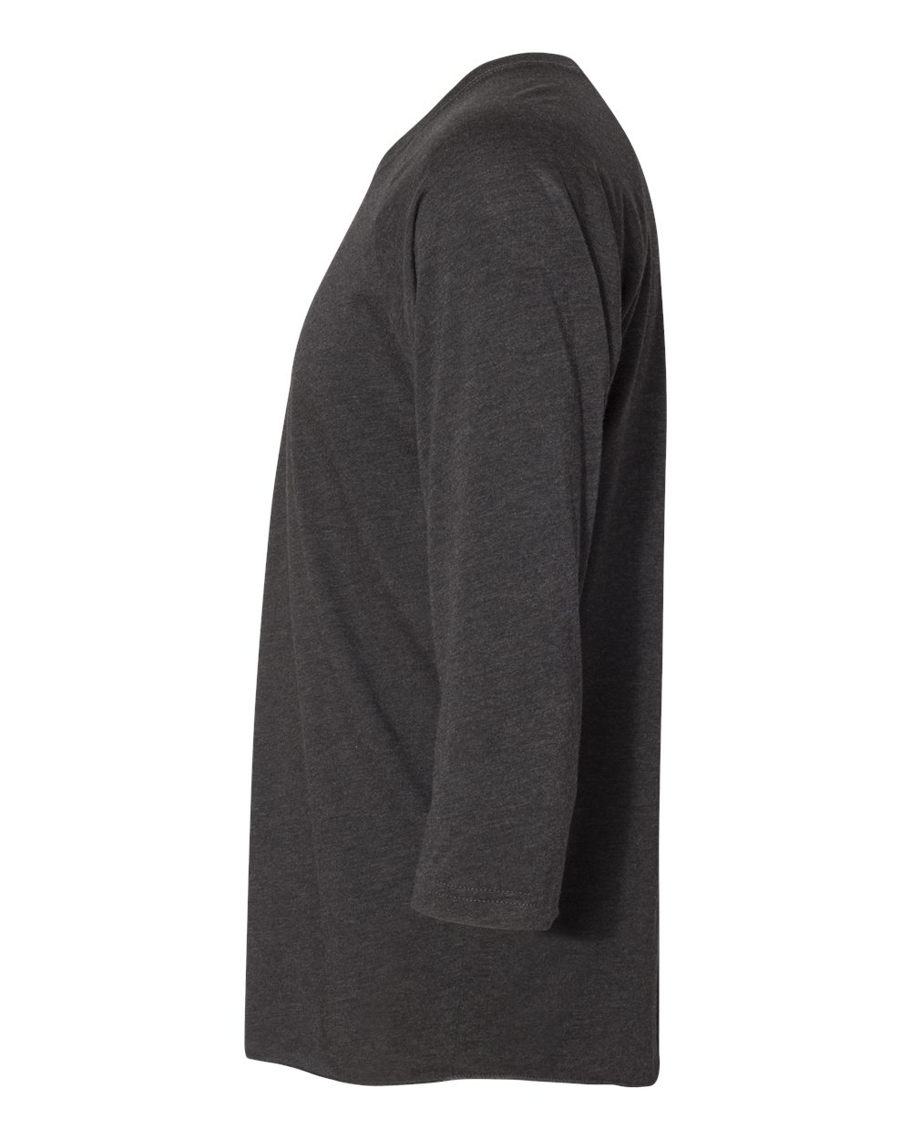 Left View of Vintage Black Sleeves/ Vintage Black Body Triblend Three-Quarter Raglan T-Shirt - 6051