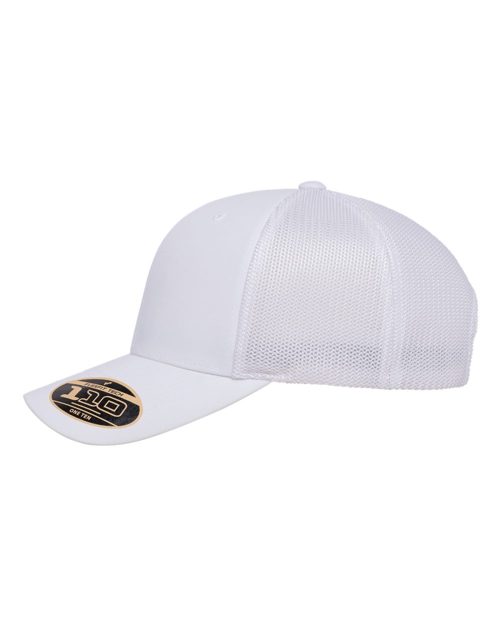 Left View of White 110® Recycled Mesh Cap - 110R