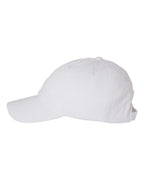 Left View of White Bio-Washed Classic Dad Hat - VC300A