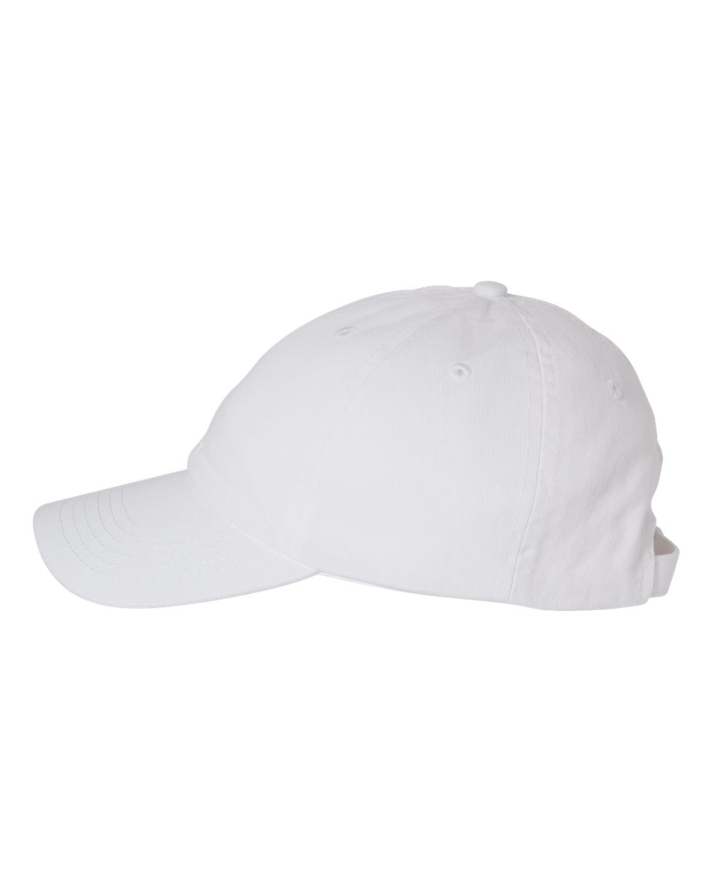 Left View of White Bio-Washed Classic Dad Hat - VC300A