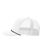 Left View of White/ Black Five-Panel Trucker with Rope Cap - 112FPR