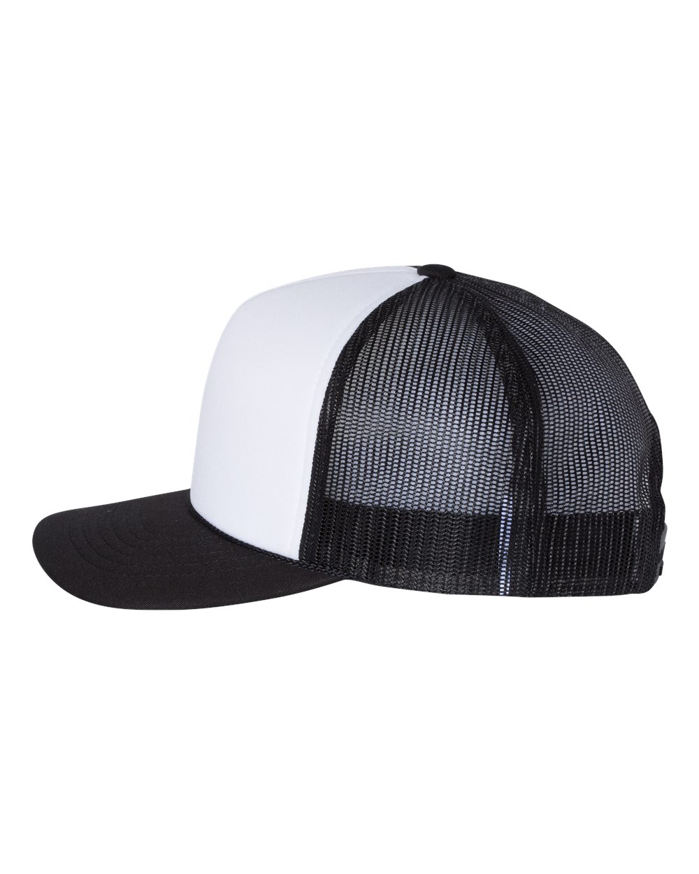 Left View of White/ Black Foamie Trucker Cap - 113
