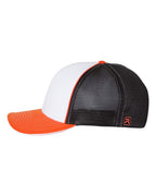 Left View of White/ Black/ Orange Tri Pulse Sportmesh R-Flex Cap - 172