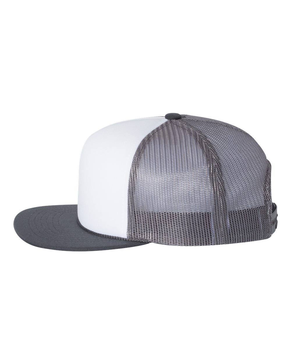 Left View of White/ Charcoal Foamie Trucker Cap - 113