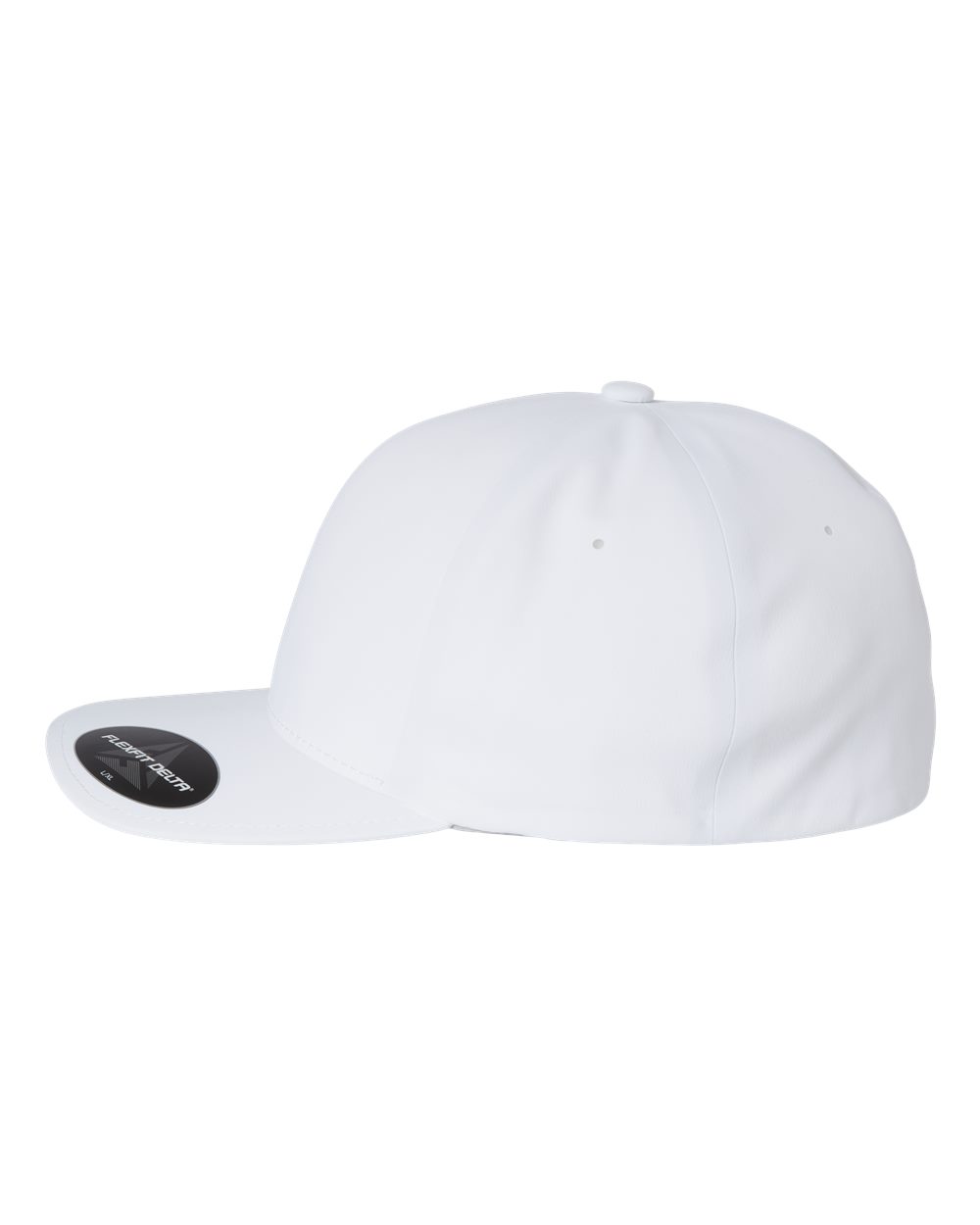 Left View of White Delta® Seamless Cap - 180